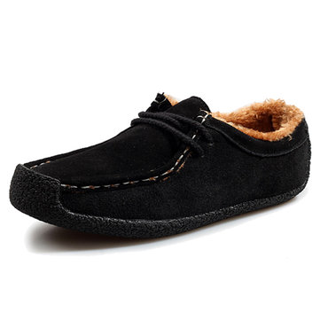 Mode homme hiver chaussures plates chaudes cuir nubuck chaussures casual mocassin chaussures d'hiver